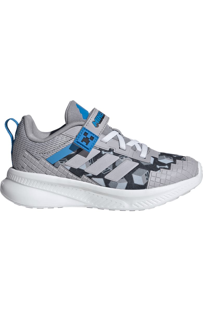 adidas x Minecraft<sup>®</sup> Kids' Fortarun 4.0 Sneaker, Alternate, color, Grey/ Blue/ White