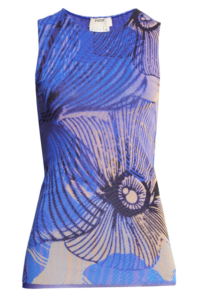 Canotta Floral Mesh Knit Tank, Alternate, color, INDACO