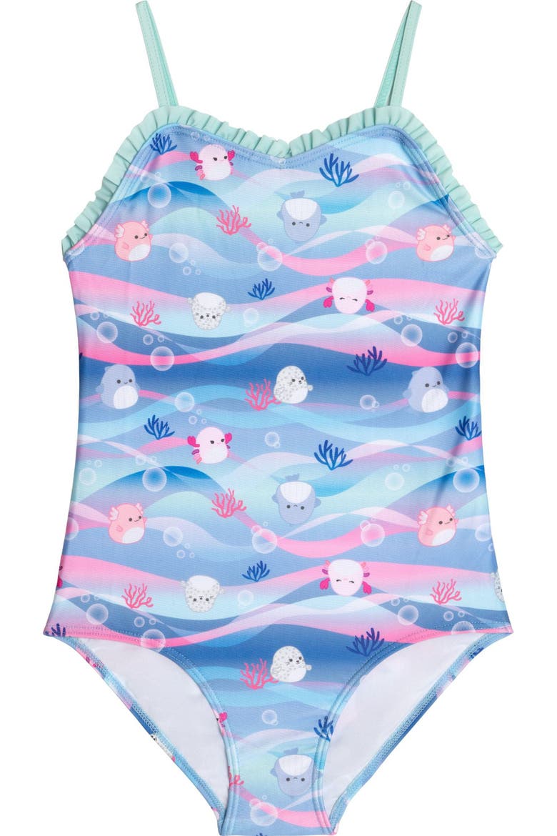 One Piece Swimwear, Main, color, Aqua Blue Pink Wave