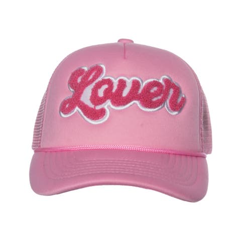 Lover Fuzzy Patch Trucker Hat Cotton Pink