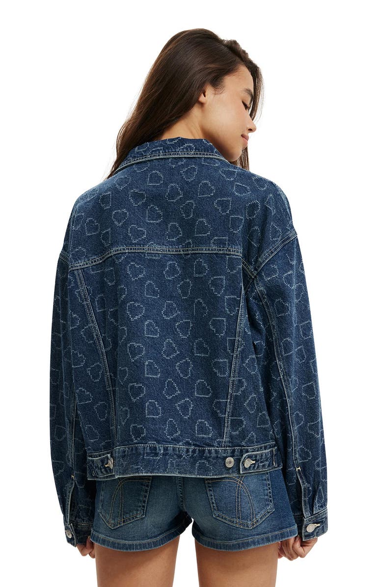 Cotton On Women's Original Denim Jacket, Alternate, color, Atlantic Blue Heart