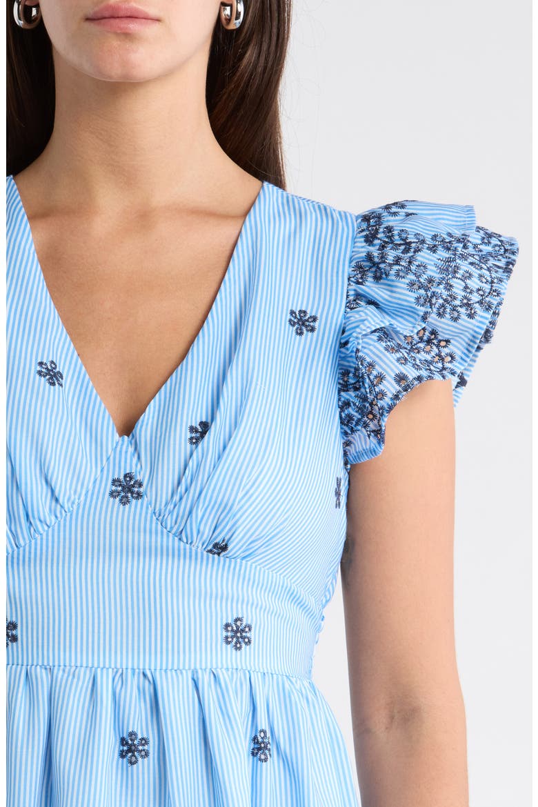 Joliet Stripe Eyelet Zayla Midi Dress, Alternate, color, BLUE-WHITE