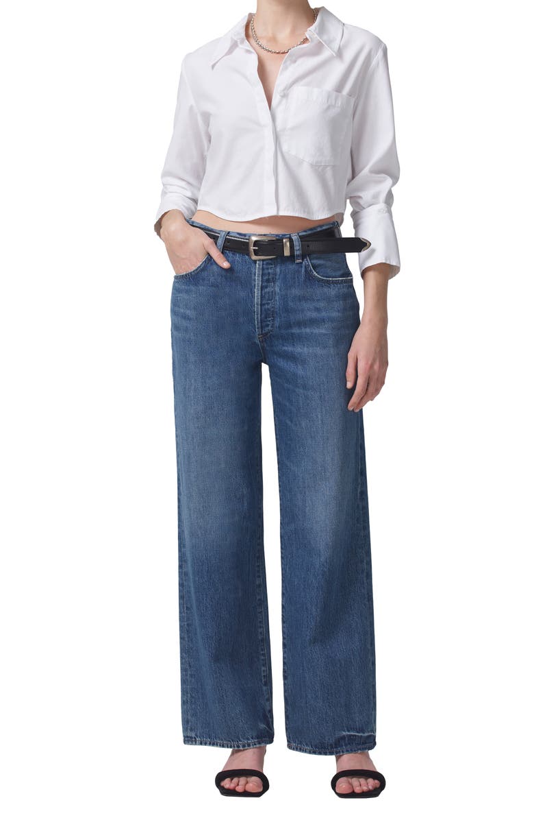 Citizens of Humanity Lisette Crop Cotton Sateen Button-Up Shirt, Alternate, color, 