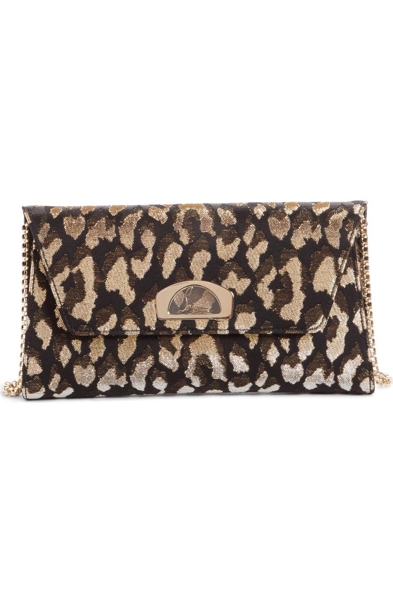 Christian Louboutin Vero Dodat Metallic Leopard Print Clutch, Main, color,