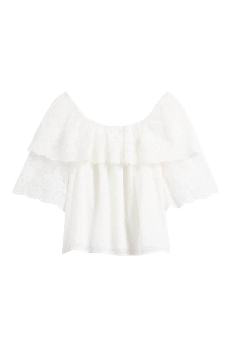 Lace Off the Shoulder Top, Alternate, color, WHITE
