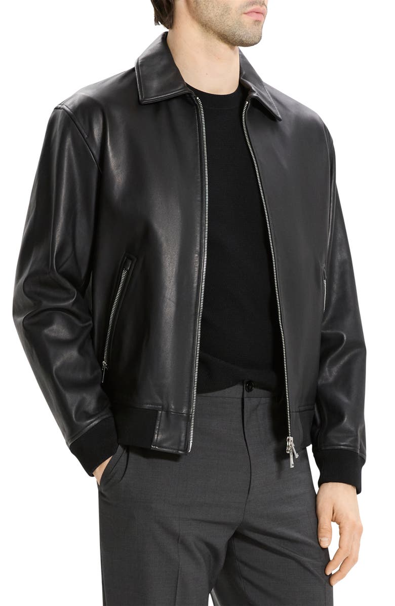 Theory Wyatt Leather Jacket, Alternate, color, Black