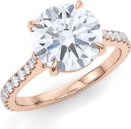 HauteCarat Round Brilliant Cut Pavé Lab Grown Diamond Ring