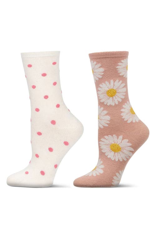 Memoi Assorted 2-pack Crew Socks In Pink
