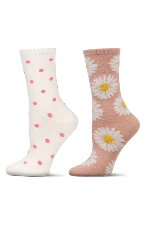 MeMoi Assorted 2-Pack Crew Socks in Pink 