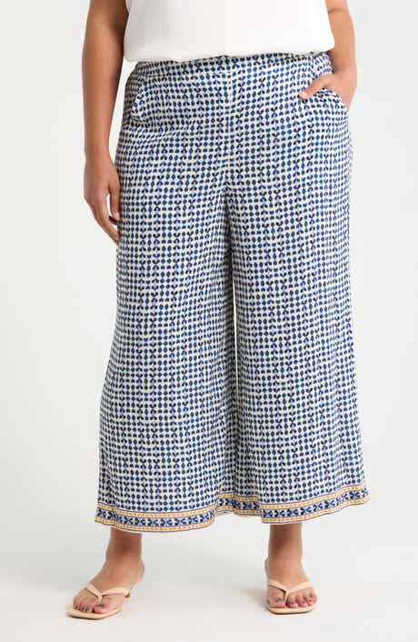 Print Crop Wide Leg Pants