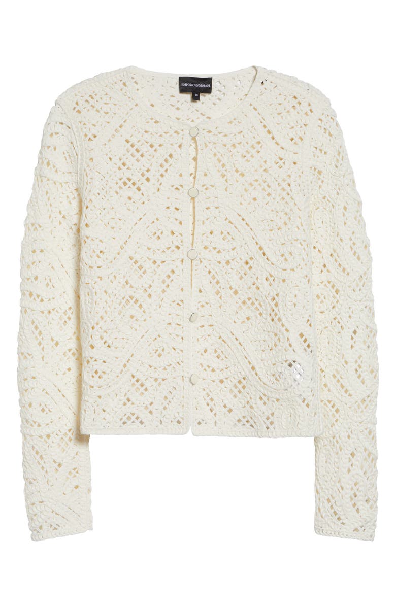 Giorgio Armani Open Stitch Cotton Blend Cardigan, Main, color, Solid White