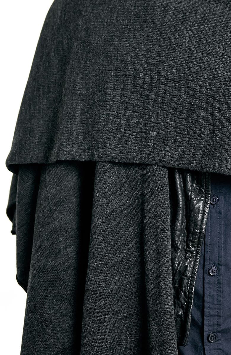 Topman Charcoal Knit Wrap Cape, Alternate, color, 