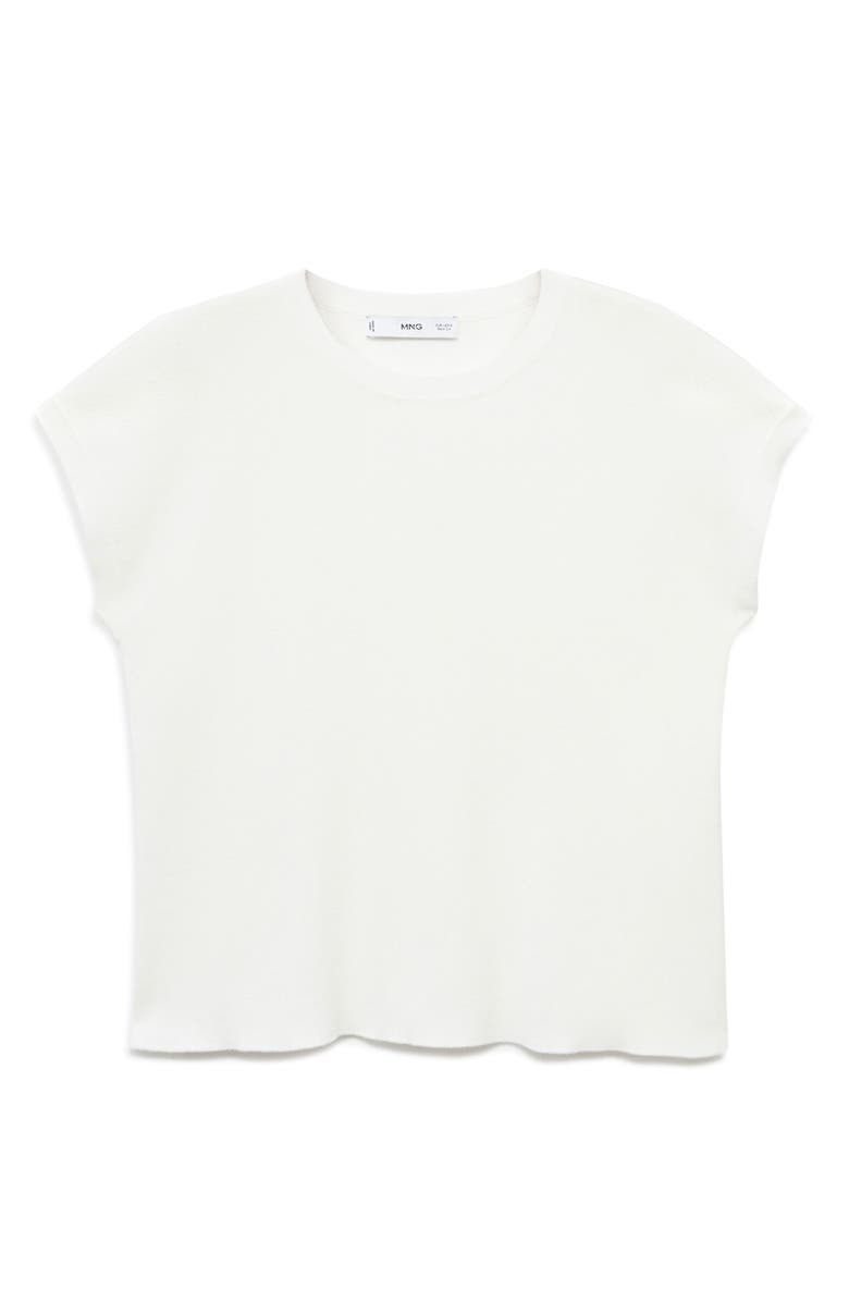 MANGO Short Sleeve Cotton Blend Sweater, Alternate, color, White