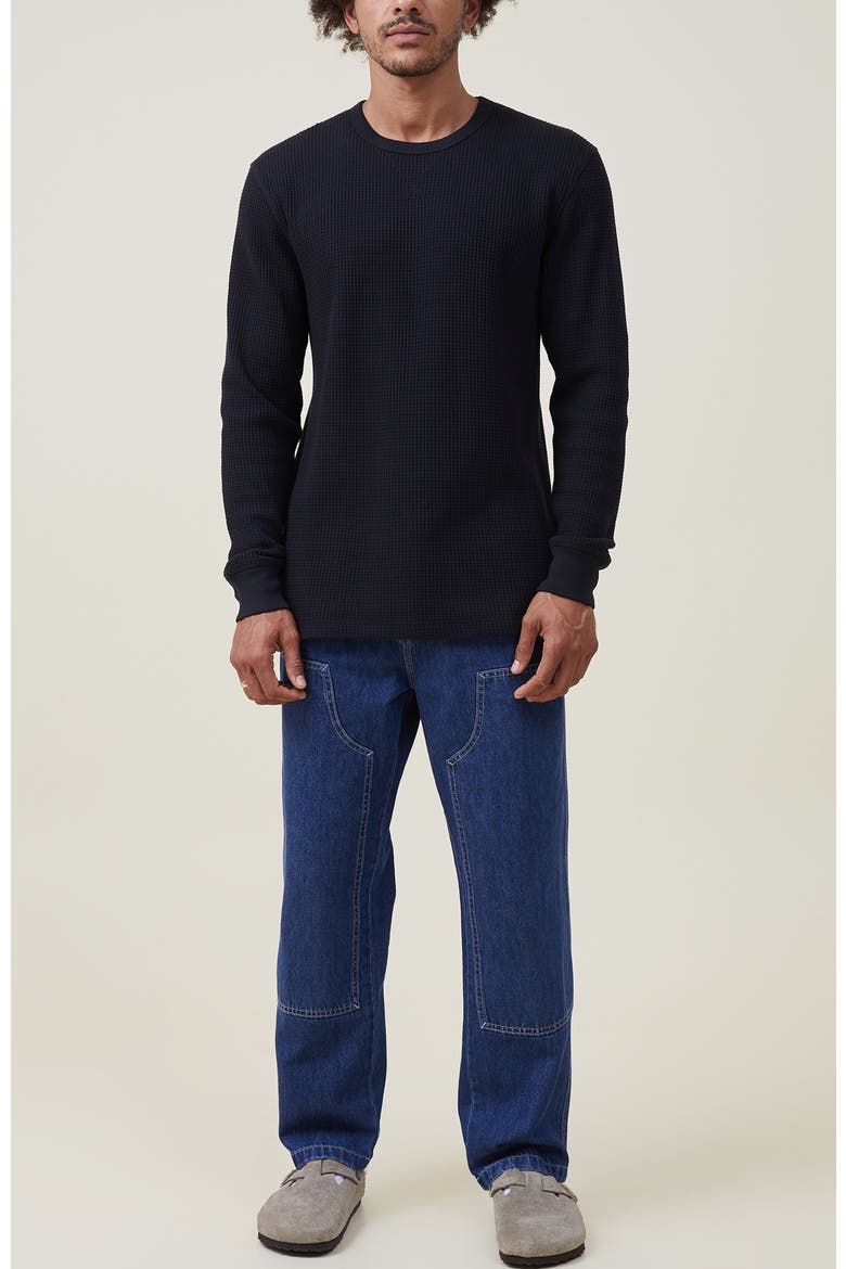 Men's Chunky Waffle Long Sleeve Tshirt, Alternate, color, WASHED BLACK WAFFLE