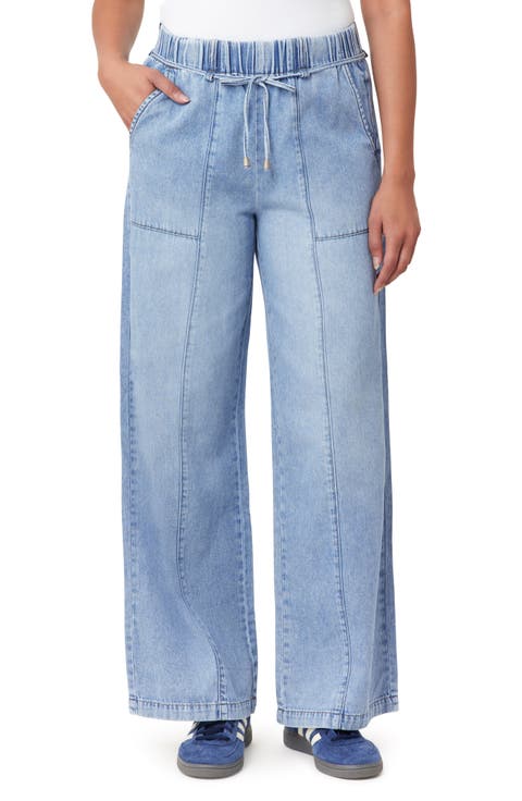 Drapey High Waist Tie Wide Leg Jeans