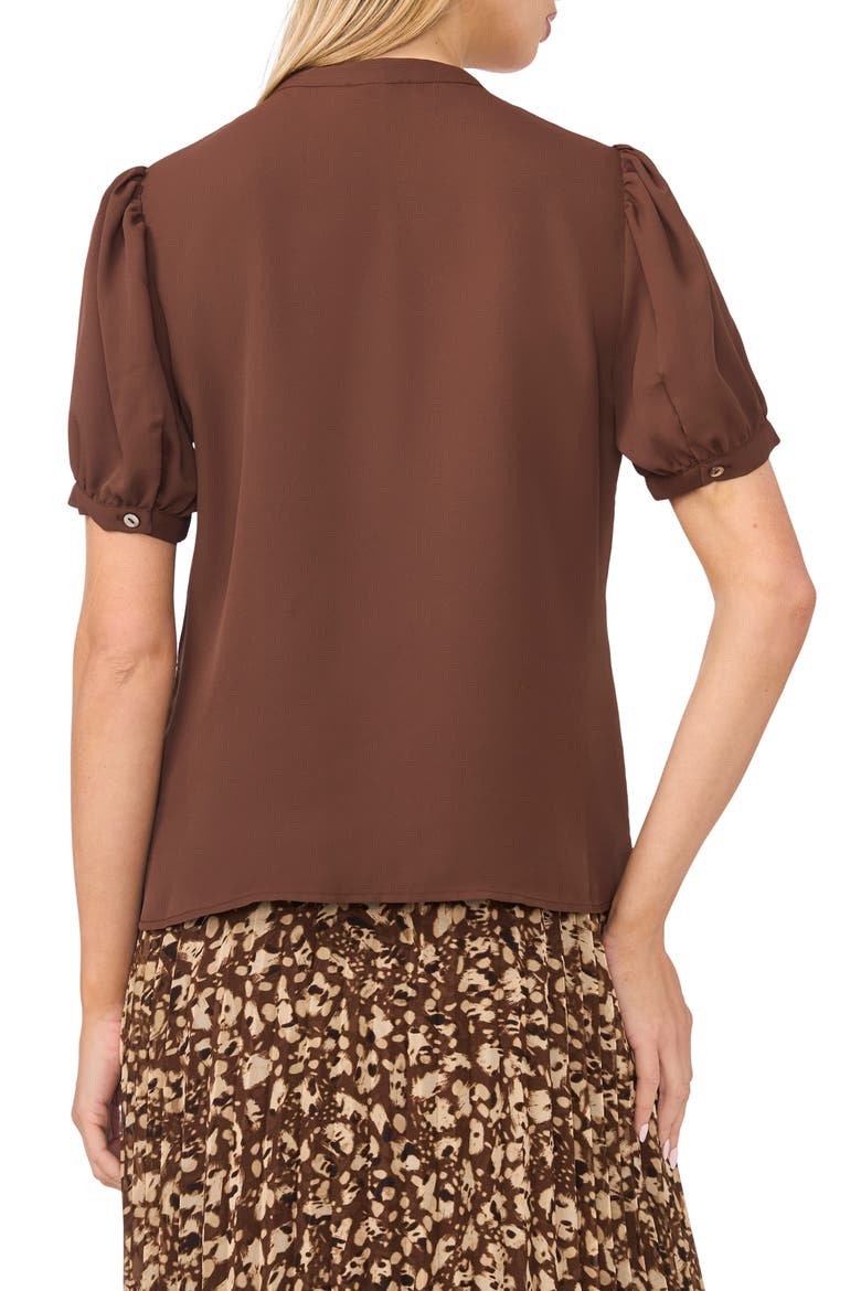 Puff Sleeve Button-Up Top, Alternate, color, CHICORY COFFEE