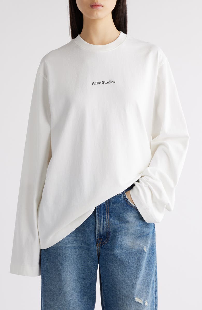 Acne Studios Edden Oversize Organic Cotton Logo Graphic T-Shirt, Main, color, Optic White