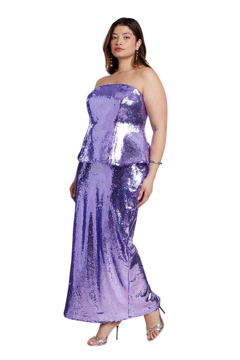 Strapless Bustier Paillette Gown, Alternate, color, ASTER PURPLE