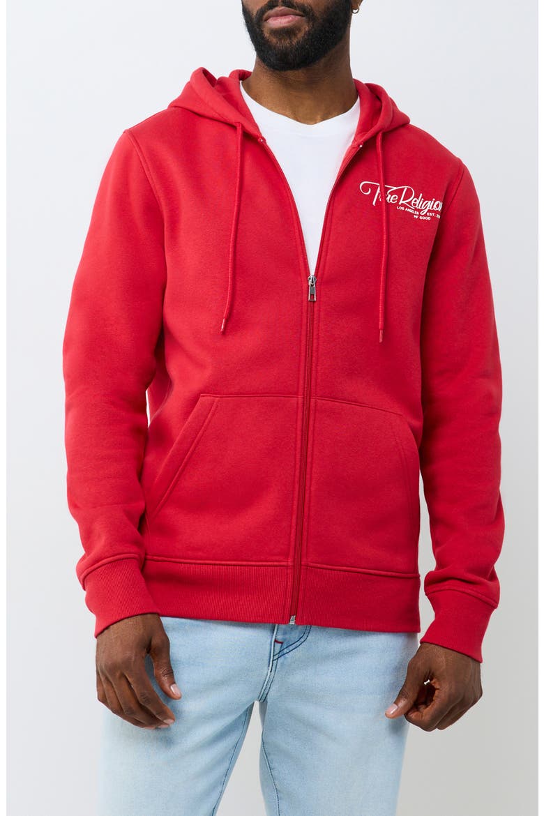 Ribbon Sketch Full Zip Hoodie, Main, color, TRV RED