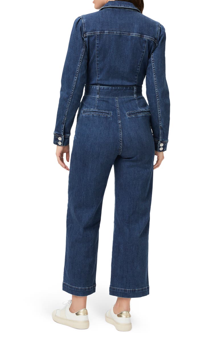 PAIGE Anessa Long Sleeve Wide Leg Denim Jumpsuit, Alternate, color, 