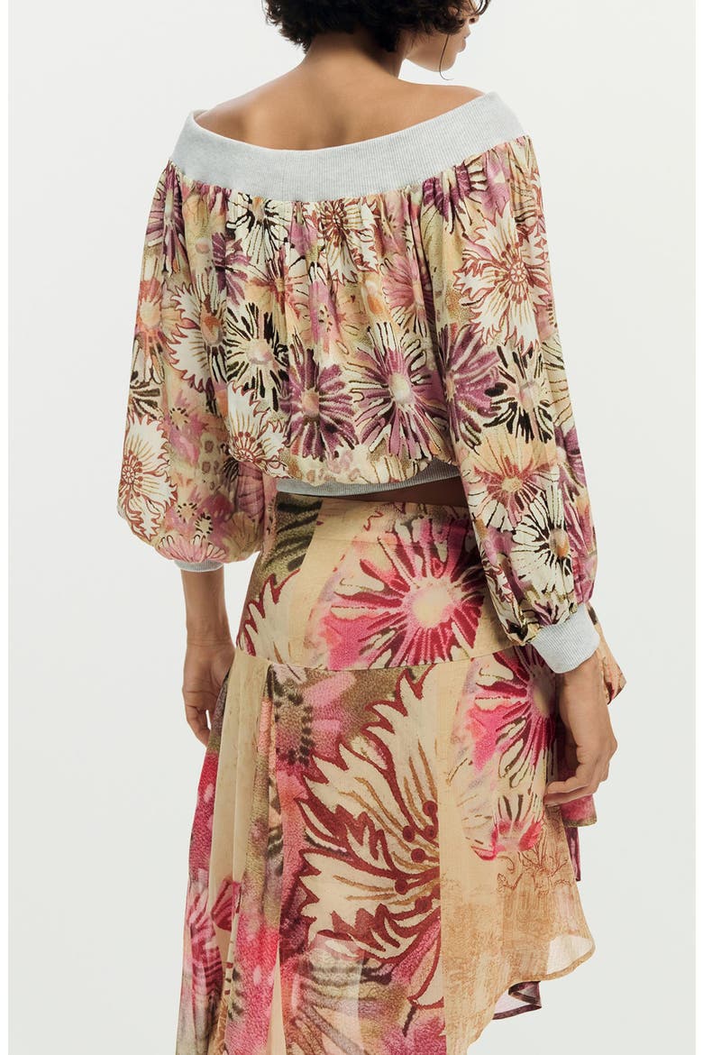 Print Off the Shoulder Top, Alternate, color, PINK
