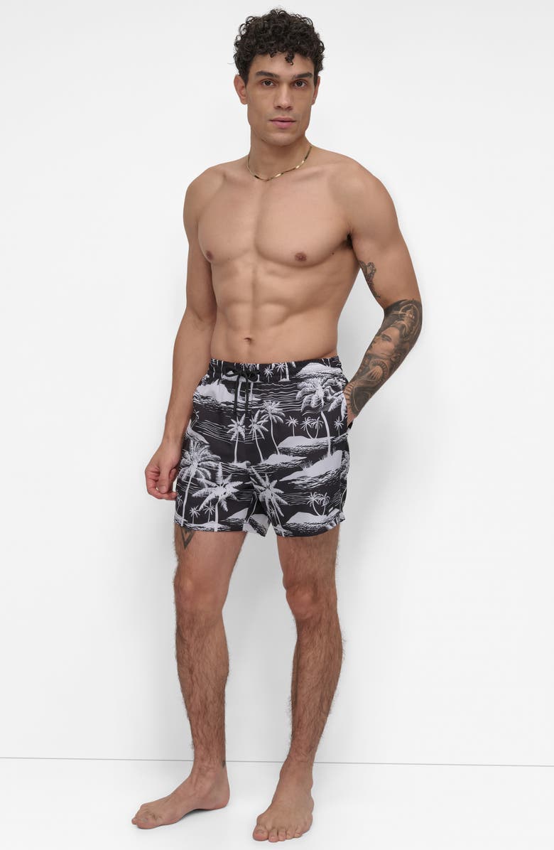 DKNY Modern Euro Swim Trunks, Alternate, color, Island