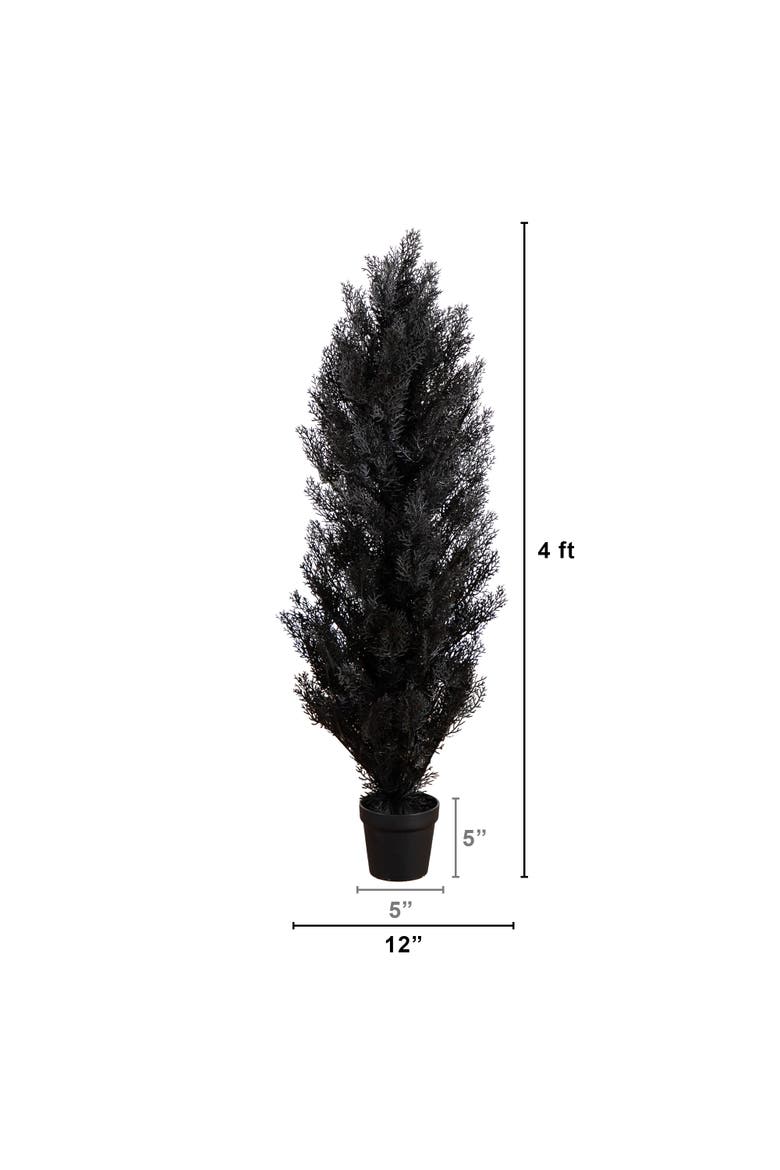 4-ft UV Resistant Artificial Halloween Black Cedar Tree, Alternate, color, Black