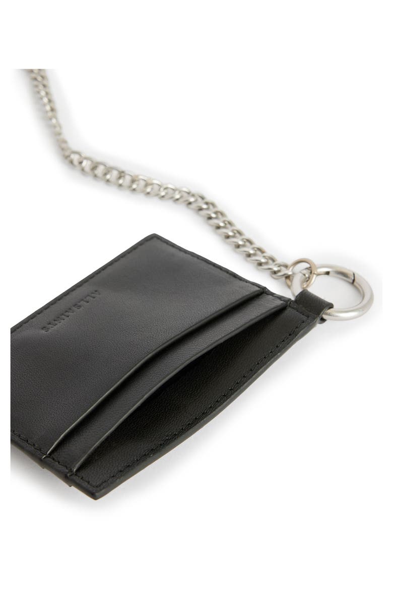 AllSaints Makoto Chain Leather Card Holder, Alternate, color,