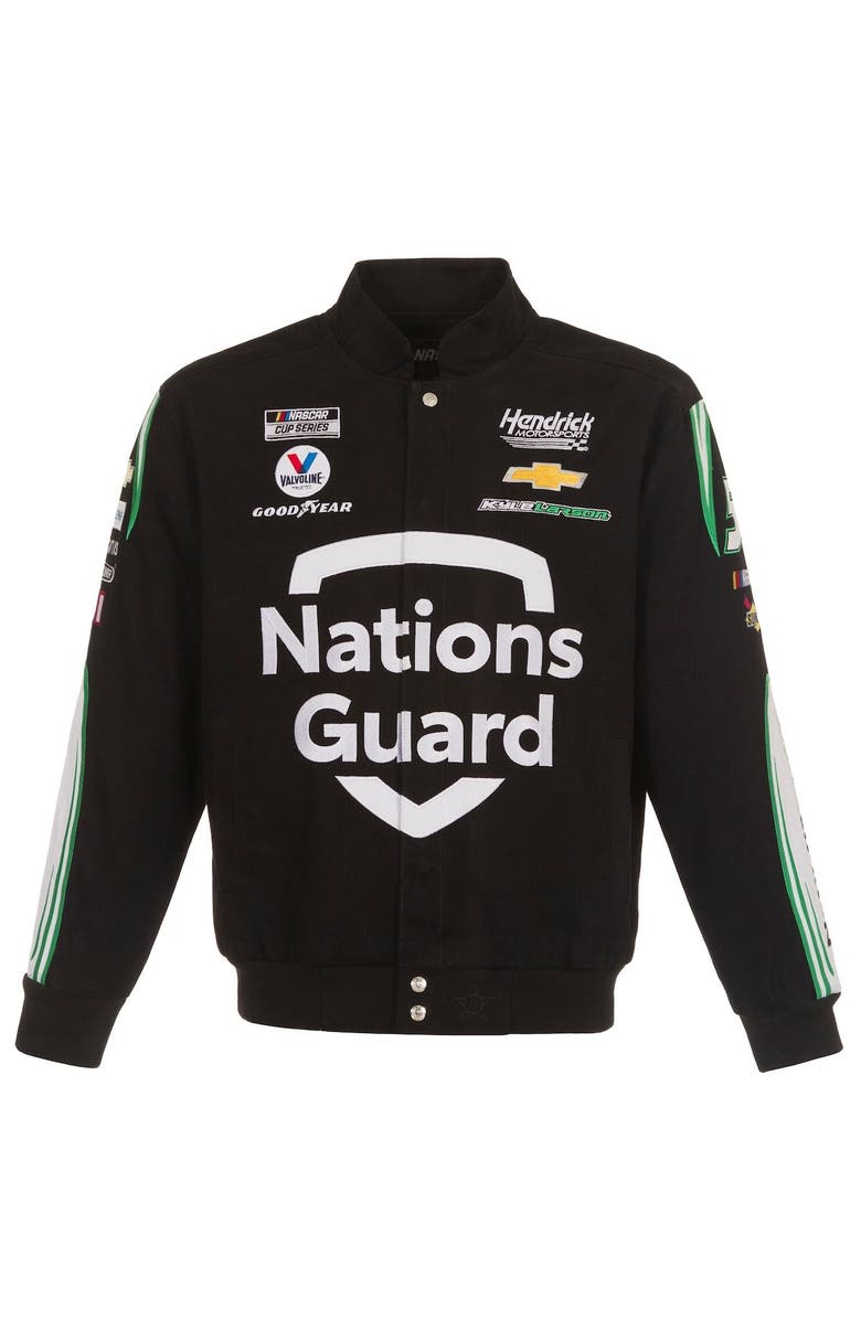 JH DESIGN Men's JH Design Black Kyle Larson Nations Guard Twill Uniform Full-Snap Jacket, Alternate, color, Black