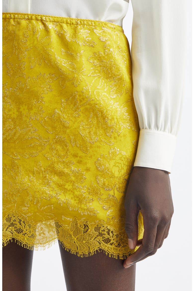 Baroque Jacquard & Lace Miniskirt, Alternate, color, JAUNE ACIDE OR