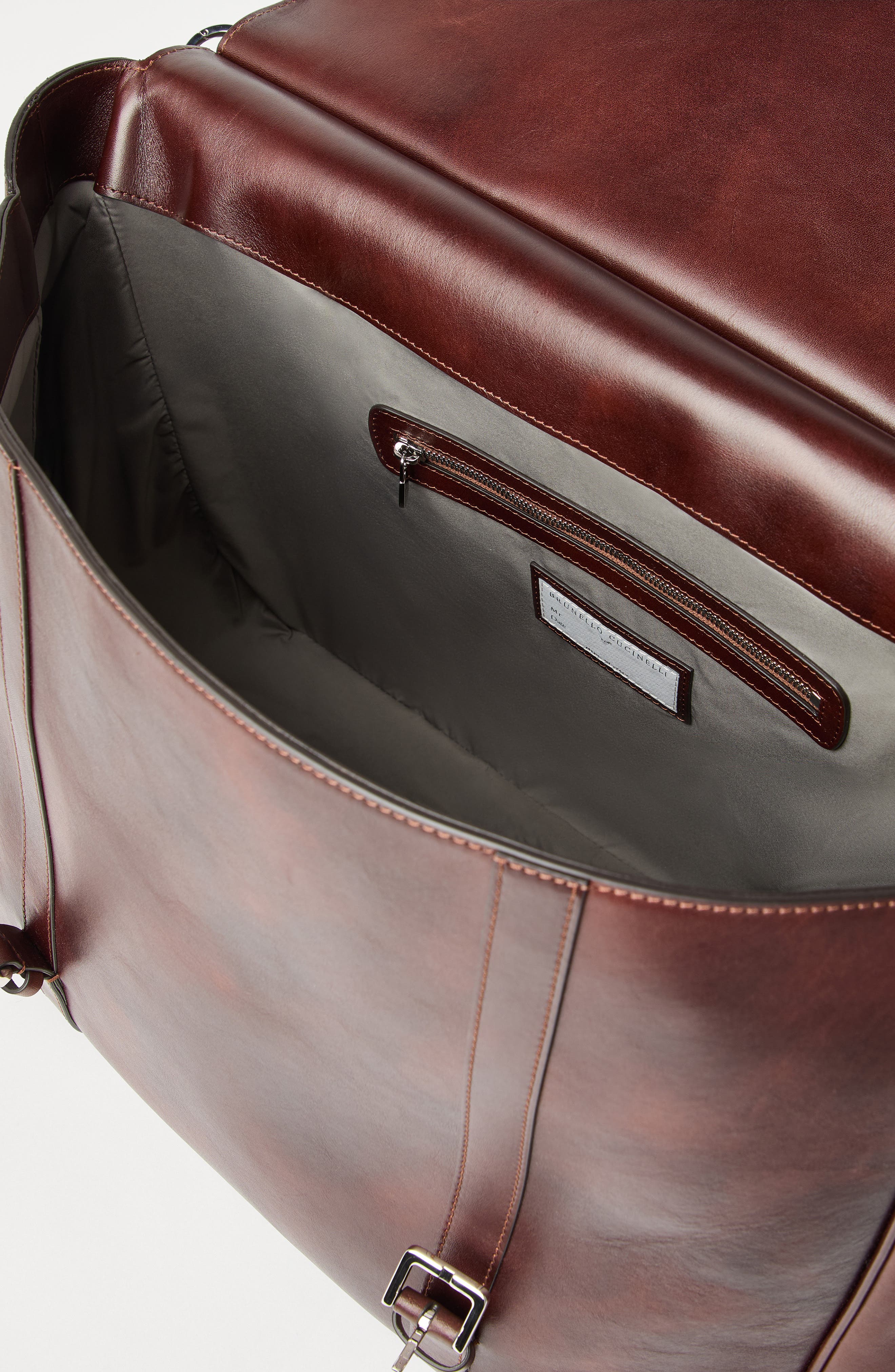 Brunello Cucinelli Calfskin briefcase, Alternate, color, Burgundy