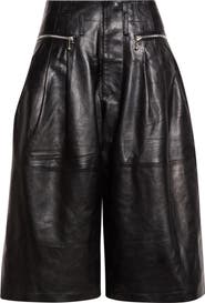 R13 Triple Pleat Leather Culottes
