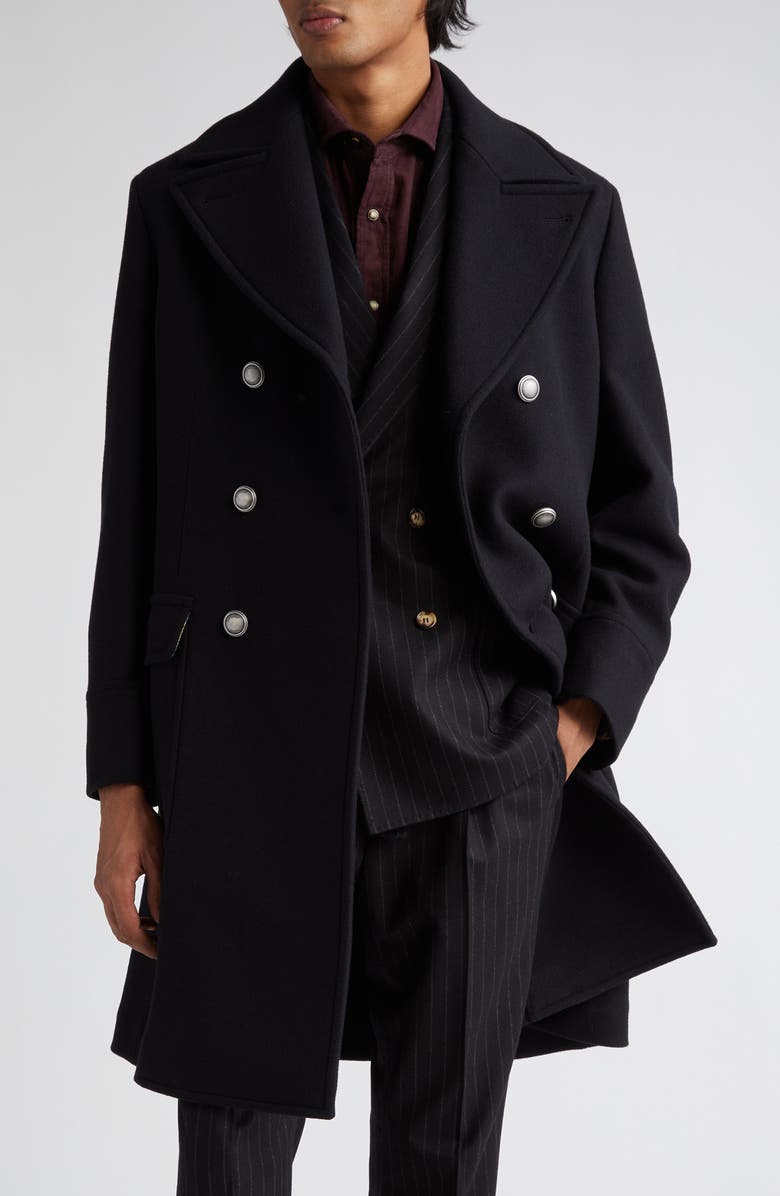 Brunello Cucinelli Double Breasted Wool & Cashmere Topcoat, Main, color,