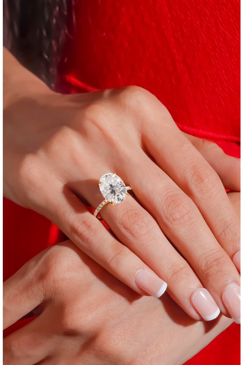 Oval Moissanite Gold over Sterling Silver Ring, Alternate, color, GOLD