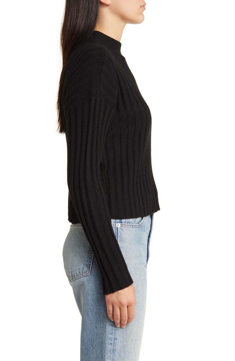 Madewell Mock Neck Crop Sweater, Alternate, color, True Black