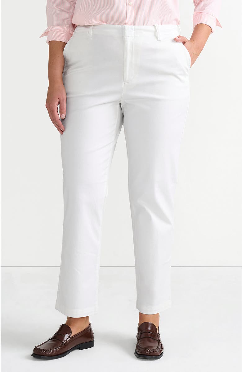 Lands' End Mid Rise Classic Straight Leg Chino Ankle Pants, Main, color, White