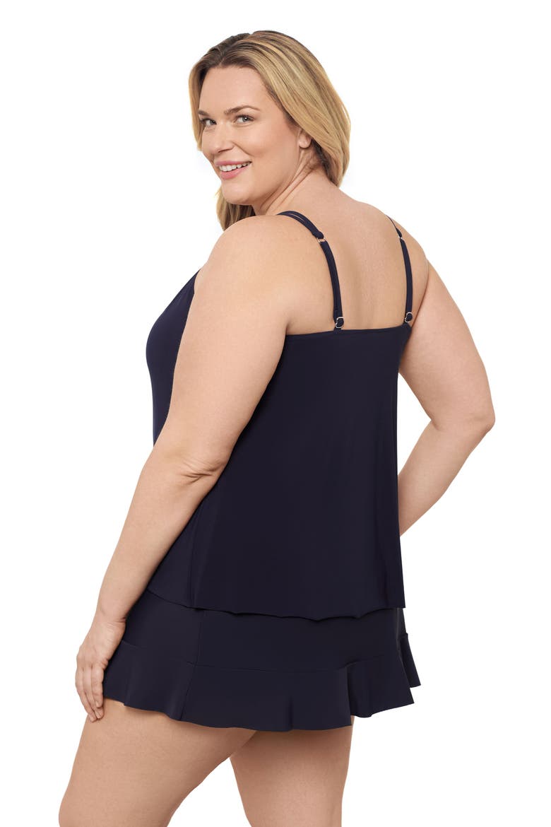 Plus Size Keyhole High Neck Full Coverage Adjustable Tankini Swimsuit Top, Alternate, color, True Navy