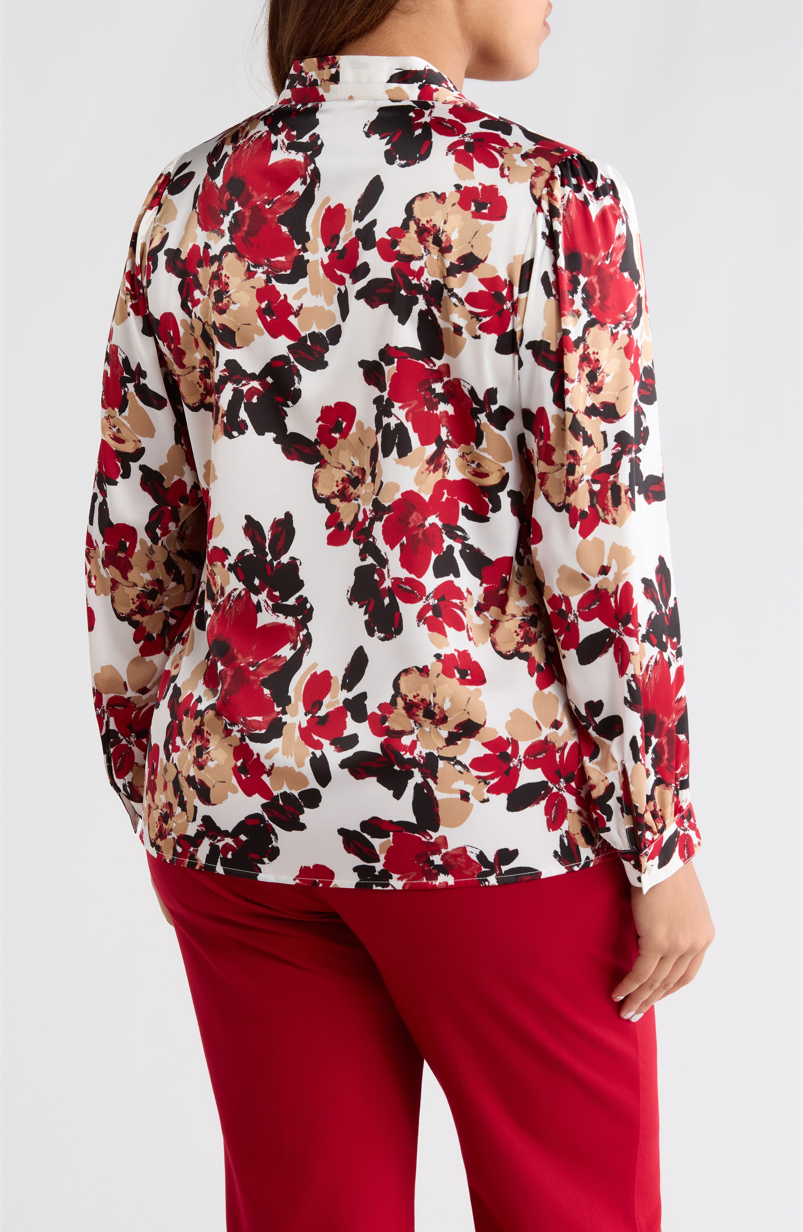 Floral Print Pleated Shoulder Top - image 2