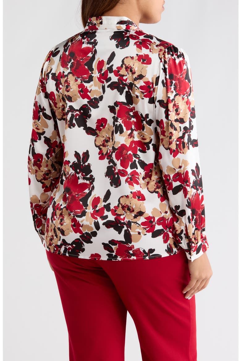 Floral Print Pleated Shoulder Top, Alternate, color, VANILLA ICE MULTI