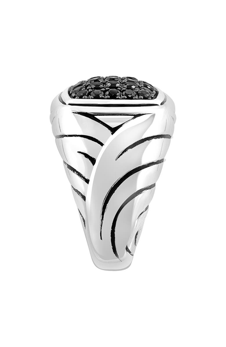 EFFY Men's Sterling Silver Pavé Black Spinel Signet Ring - Size 10, Alternate, color, 