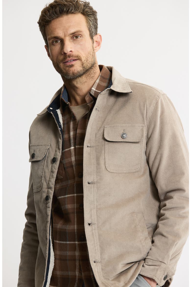 Stretch Cotton Corduroy Faux Shearling Lined Jacket, Alternate, color, OFF WHITE