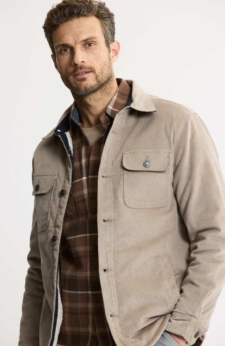 JACHS Stretch Cotton Corduroy Faux Shearling Lined Jacket, Alternate, color, Off White