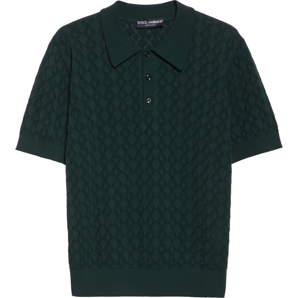 Dolce & Gabbana Dolce&gabbana Openwork Polo Sweater In Green