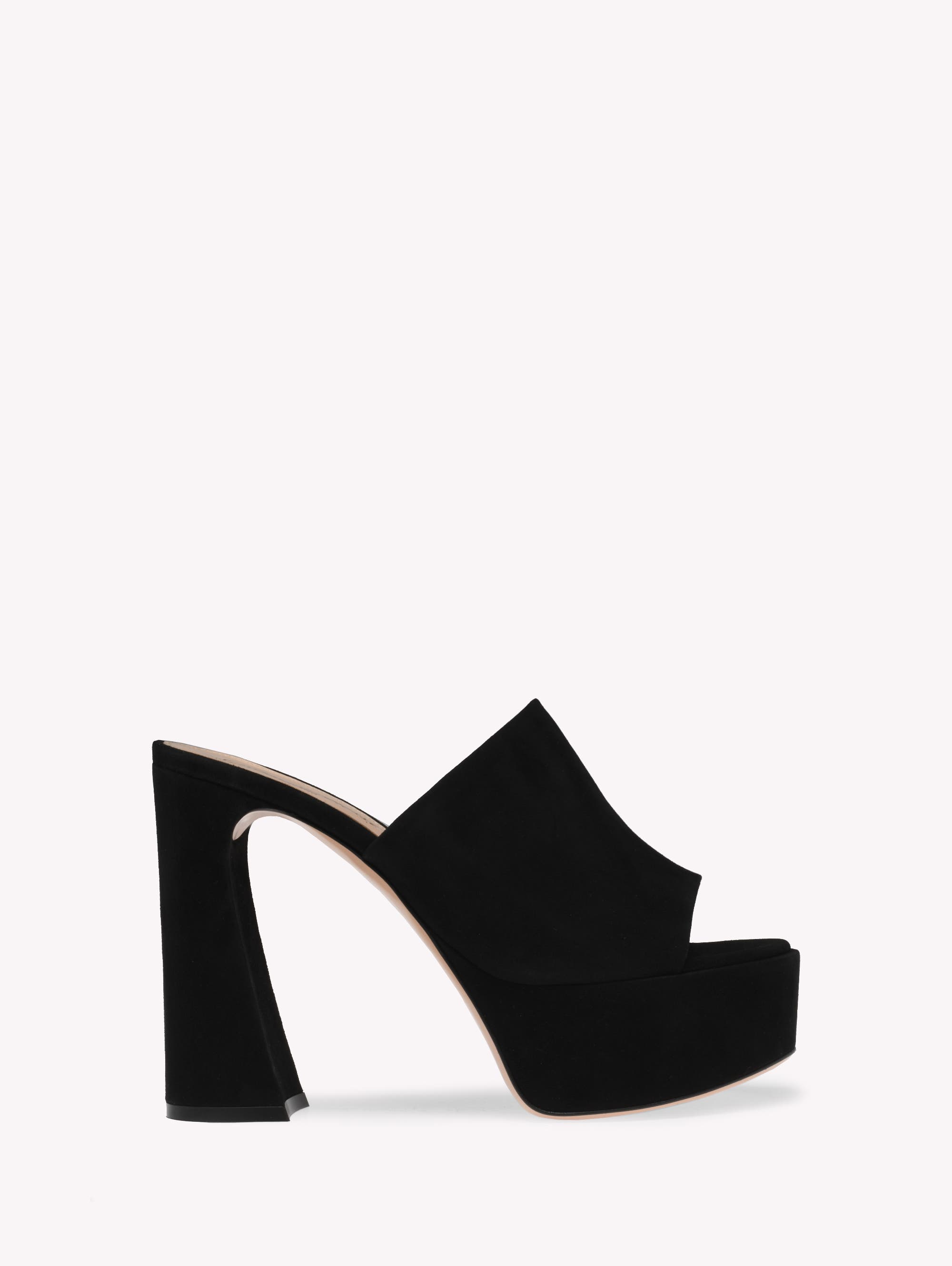 Gianvito Rossi Holly 70mm Platform Suede Mules In Black Suede
