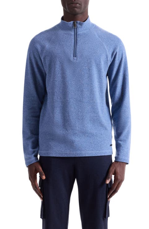 Brushed Cotton Blend Quarter Zip Pullover