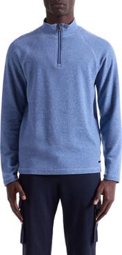 Bugatchi Brushed Cotton Blend Quarter Zip Pullover