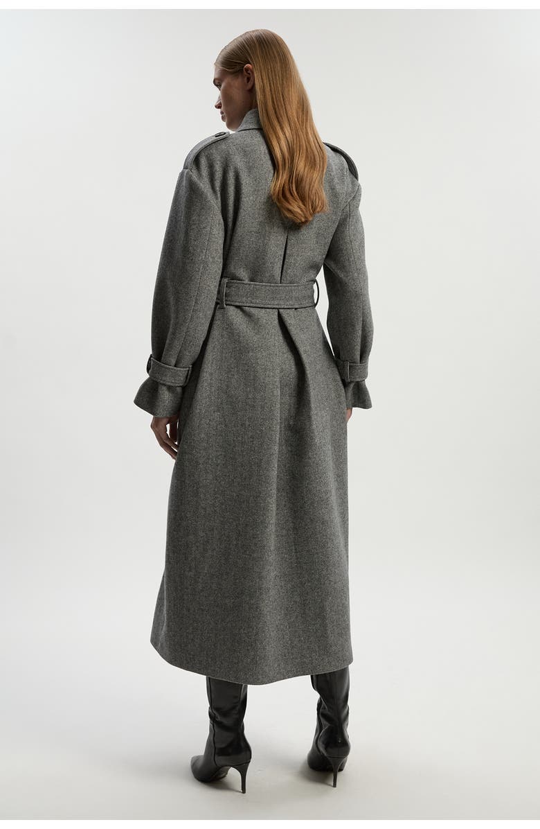 Karen Millen Herringbone Tailored Maxi Coat, Alternate, color, Grey
