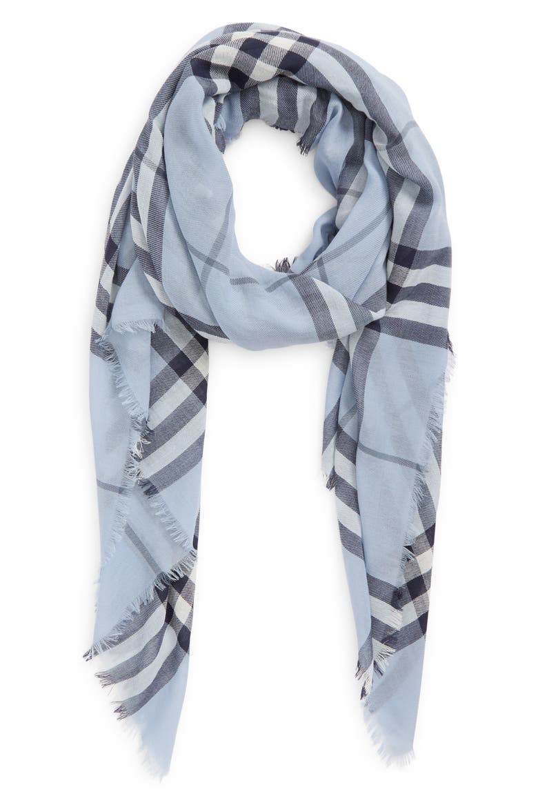 Giant Check Wool Scarf, Alternate, color, BANK BLUE