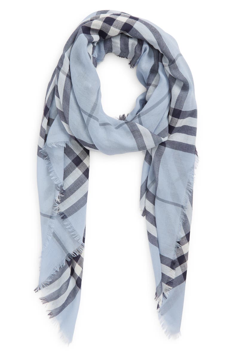 Burberry Giant Check Wool Scarf, Alternate, color, Bank Blue