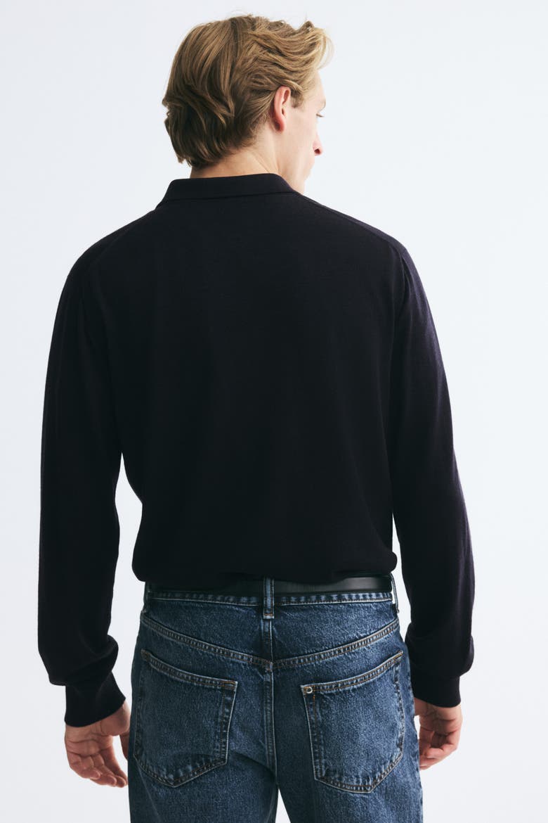 Regular-Fit Merino Wool Polo Shirt, Alternate, color, Navy blue